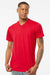 Tultex 207 Mens Poly-Rich Short Sleeve V-Neck T-Shirt Red Model Front