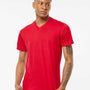 Tultex Mens Poly-Rich Short Sleeve V-Neck T-Shirt - Red - NEW