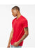 Tultex 207 Mens Poly-Rich Short Sleeve V-Neck T-Shirt Red Model Side