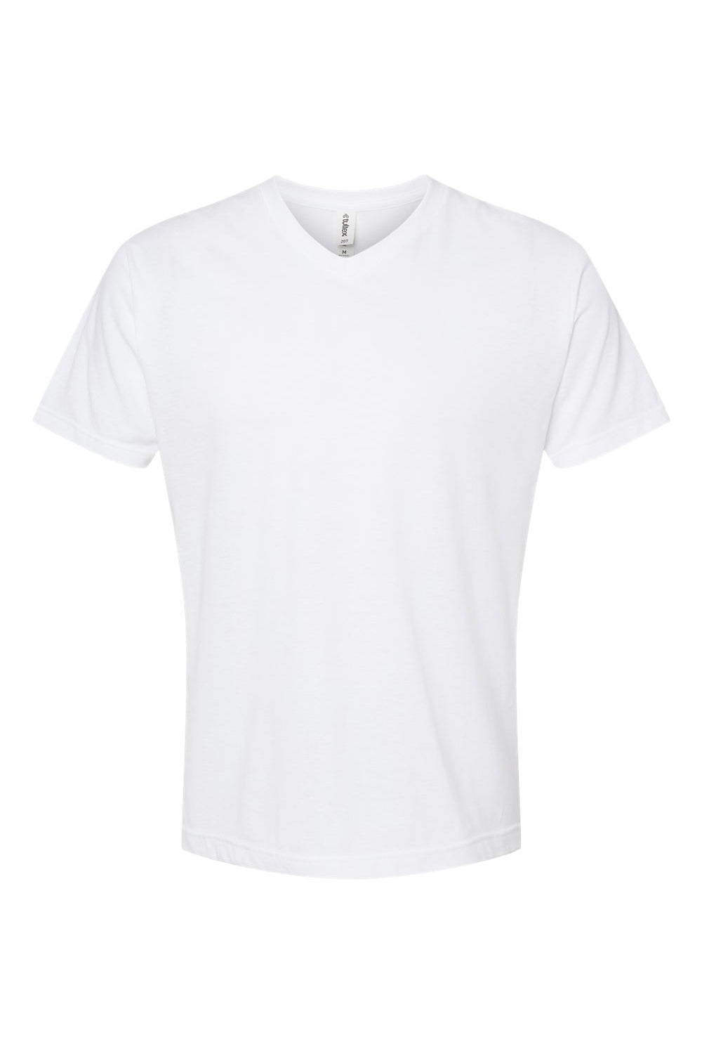 Tultex 207 Mens Poly-Rich Short Sleeve V-Neck T-Shirt White Flat Front