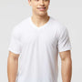 Tultex Mens Poly-Rich Short Sleeve V-Neck T-Shirt - White
