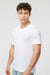 Tultex 207 Mens Poly-Rich Short Sleeve V-Neck T-Shirt White Model Side