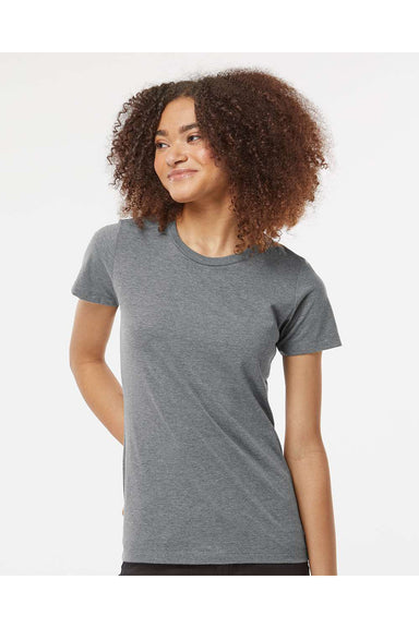 Tultex 542 Womens Premium Short Sleeve Crewneck T-Shirt Heather Grey Model Front