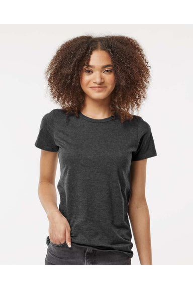 Tultex 542 Womens Premium Short Sleeve Crewneck T-Shirt Heather Black Model Front