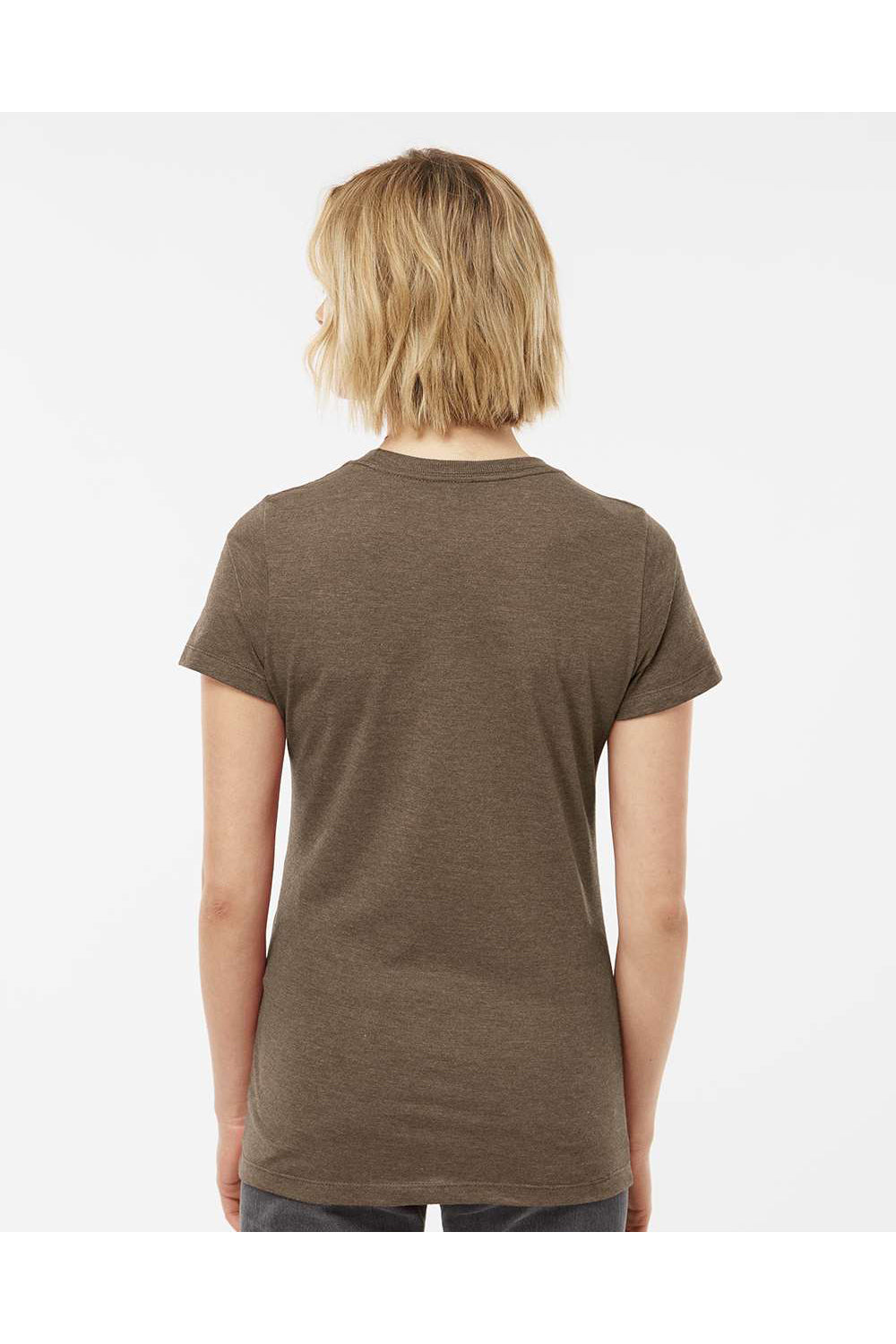 Tultex 542 Womens Premium Short Sleeve Crewneck T-Shirt Heather Brown Model Back