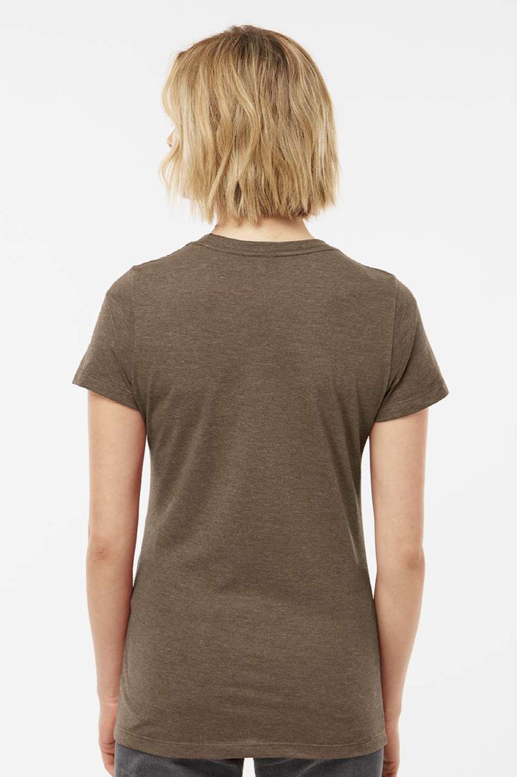 Tultex 542 Womens Premium Short Sleeve Crewneck T-Shirt Heather Brown Model Back