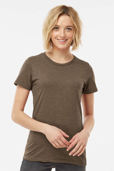 Tultex 542 Womens Premium Short Sleeve Crewneck T-Shirt Heather Brown Model Front