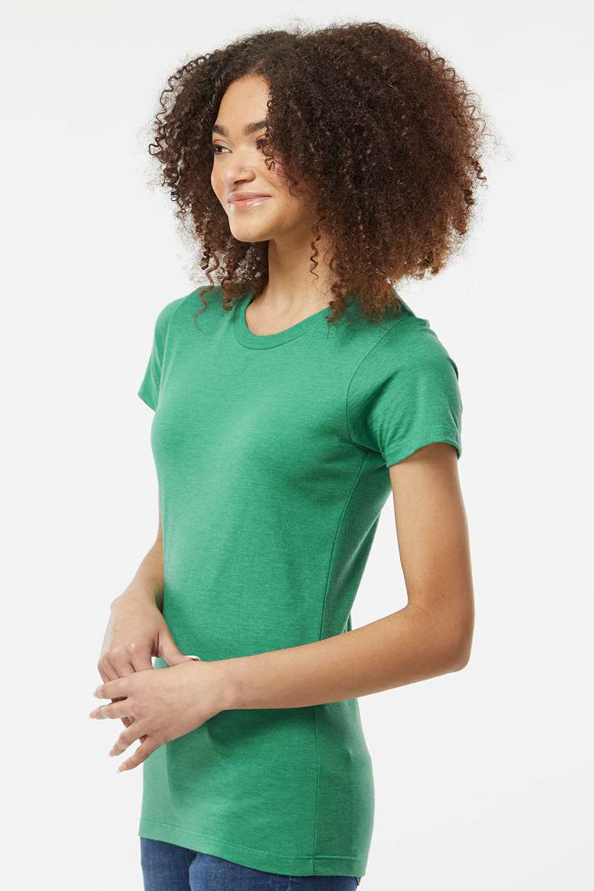 Tultex 542 Womens Premium Short Sleeve Crewneck T-Shirt Heather Kelly Green Model Side