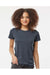 Tultex 542 Womens Premium Short Sleeve Crewneck T-Shirt Heather Navy Blue Model Front