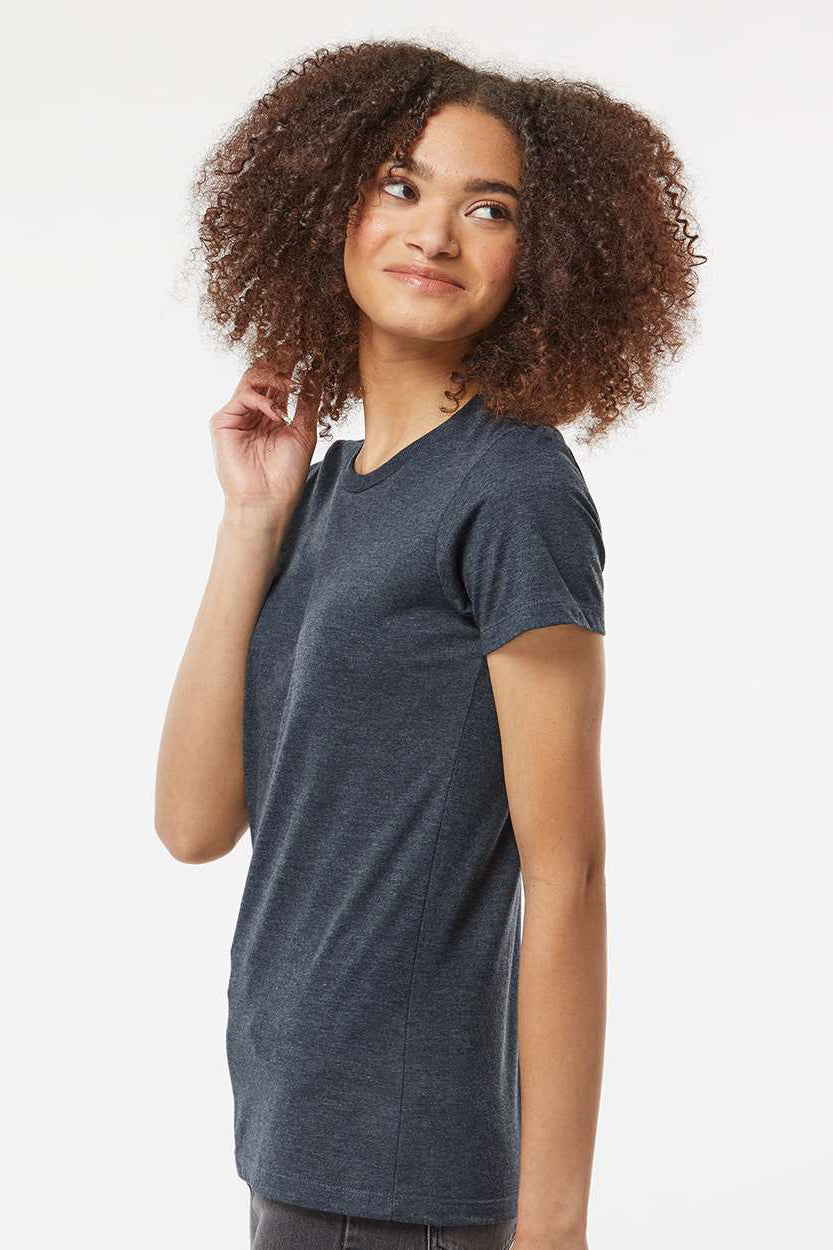 Tultex 542 Womens Premium Short Sleeve Crewneck T-Shirt Heather Navy Blue Model Side