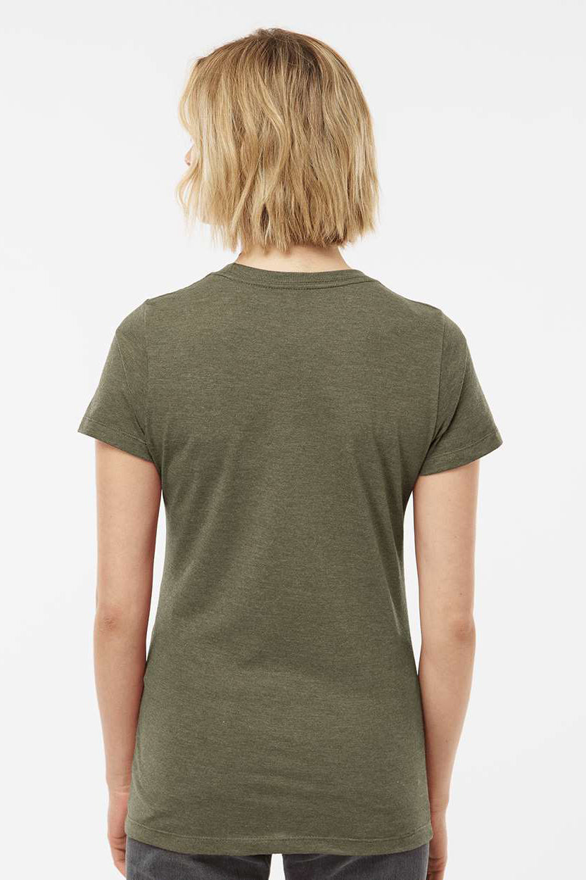 Tultex 542 Womens Premium Short Sleeve Crewneck T-Shirt Heather Olive Green Model Back