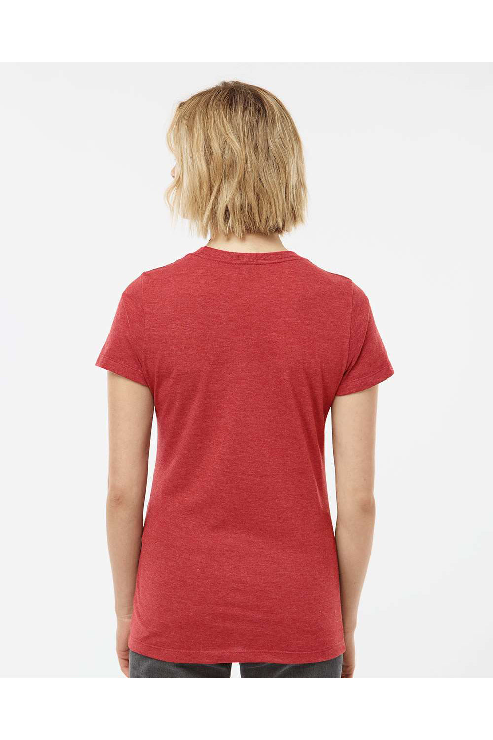 Tultex 542 Womens Premium Short Sleeve Crewneck T-Shirt Heather Red Model Back