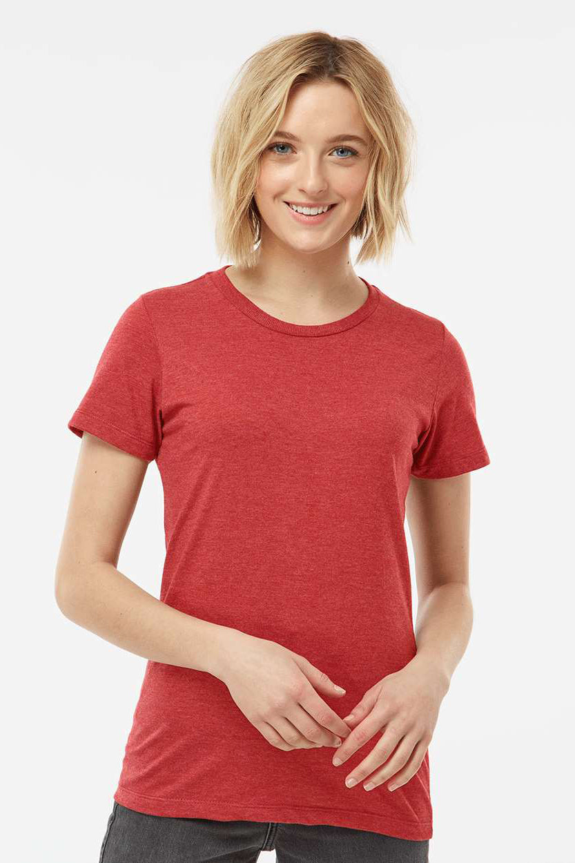 Tultex 542 Womens Premium Short Sleeve Crewneck T-Shirt Heather Red Model Front