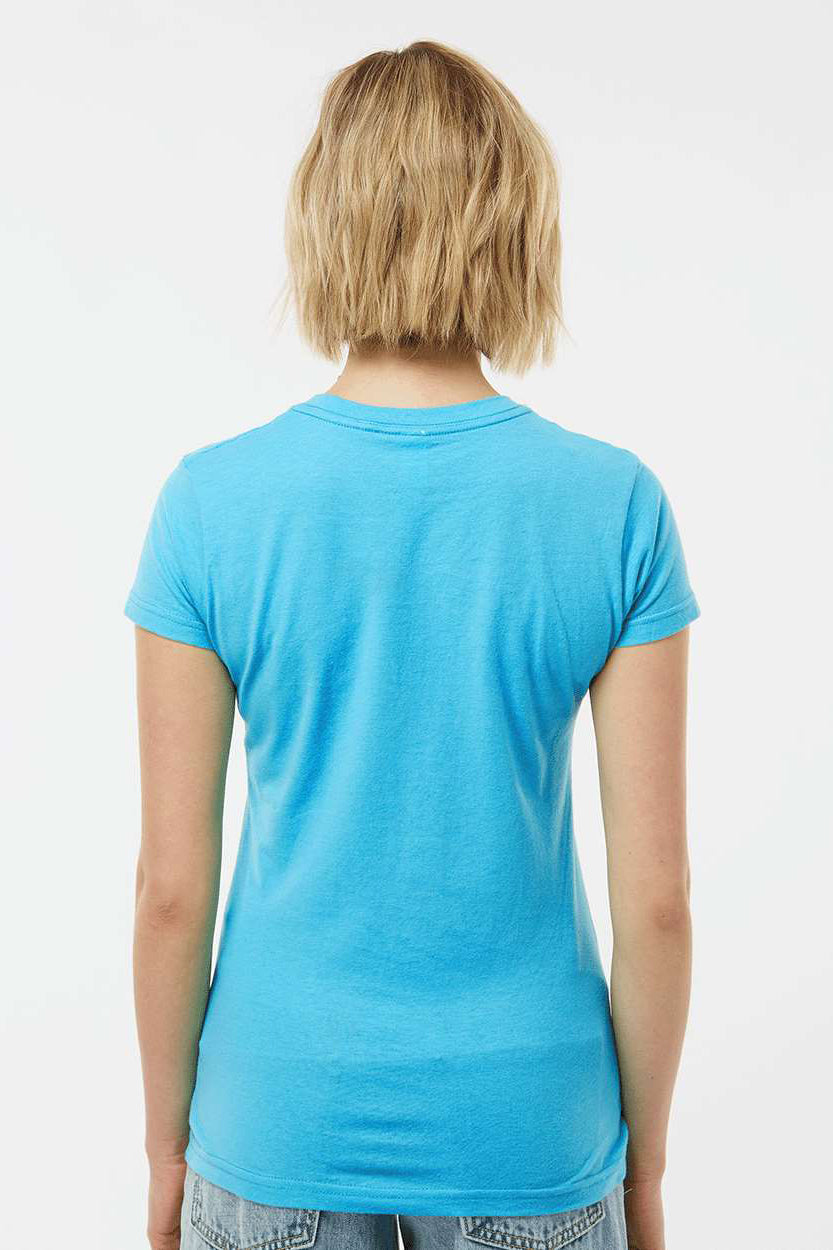 Tultex 213 Womens Fine Jersey Slim Fit Short Sleeve Crewneck T-Shirt Aqua Blue Model Back
