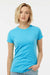 Tultex 213 Womens Fine Jersey Slim Fit Short Sleeve Crewneck T-Shirt Aqua Blue Model Front