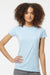 Tultex 213 Womens Fine Jersey Slim Fit Short Sleeve Crewneck T-Shirt Baby Blue Model Front