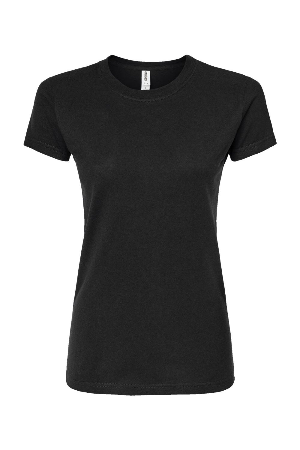 Tultex 213 Womens Fine Jersey Slim Fit Short Sleeve Crewneck T-Shirt Black Flat Front