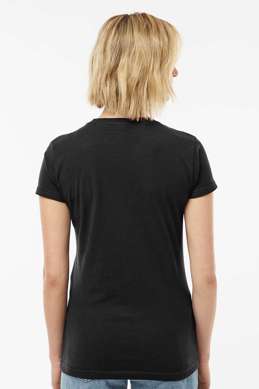 Tultex 213 Womens Fine Jersey Slim Fit Short Sleeve Crewneck T-Shirt Black Model Back