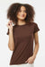 Tultex 213 Womens Fine Jersey Slim Fit Short Sleeve Crewneck T-Shirt Brown Model Front
