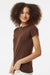 Tultex 213 Womens Fine Jersey Slim Fit Short Sleeve Crewneck T-Shirt Brown Model Side