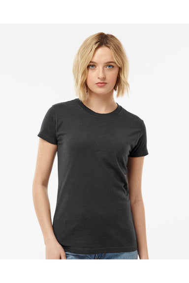 Tultex 213 Womens Fine Jersey Slim Fit Short Sleeve Crewneck T-Shirt Coal Grey Model Front