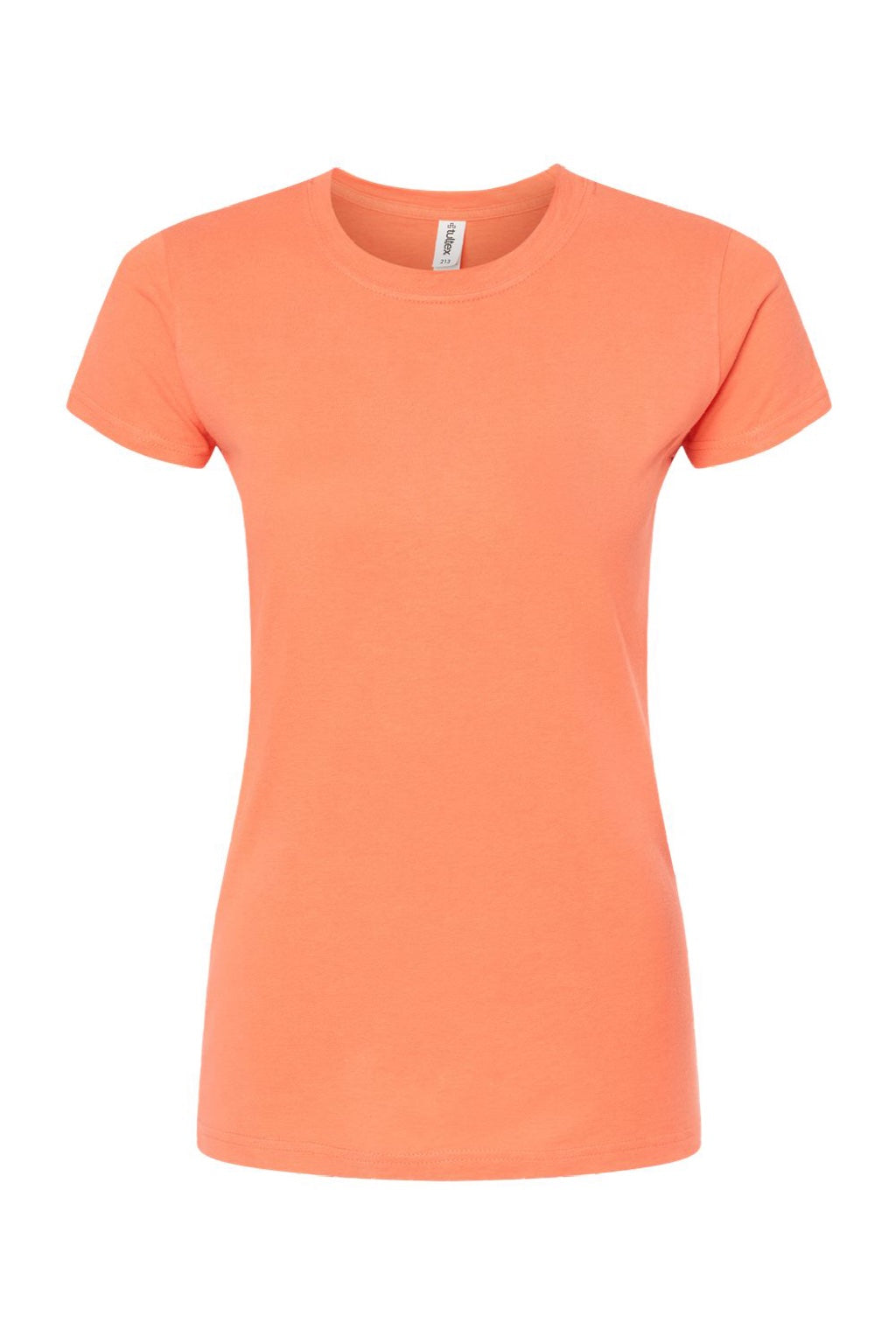 Tultex 213 Womens Fine Jersey Slim Fit Short Sleeve Crewneck T-Shirt Coral Orange Flat Front