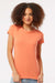 Tultex 213 Womens Fine Jersey Slim Fit Short Sleeve Crewneck T-Shirt Coral Orange Model Front