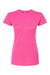 Tultex 213 Womens Fine Jersey Slim Fit Short Sleeve Crewneck T-Shirt Fuchsia Pink Flat Front