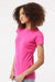 Tultex 213 Womens Fine Jersey Slim Fit Short Sleeve Crewneck T-Shirt Fuchsia Pink Model Side