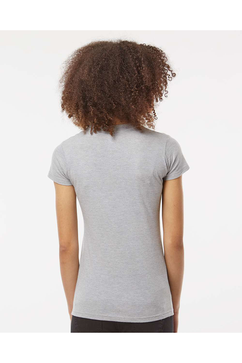 Tultex 213 Womens Fine Jersey Slim Fit Short Sleeve Crewneck T-Shirt Heather Grey Model Back