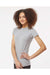 Tultex 213 Womens Fine Jersey Slim Fit Short Sleeve Crewneck T-Shirt Heather Grey Model Side