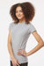 Tultex 213 Womens Fine Jersey Slim Fit Short Sleeve Crewneck T-Shirt Heather Grey Model Side
