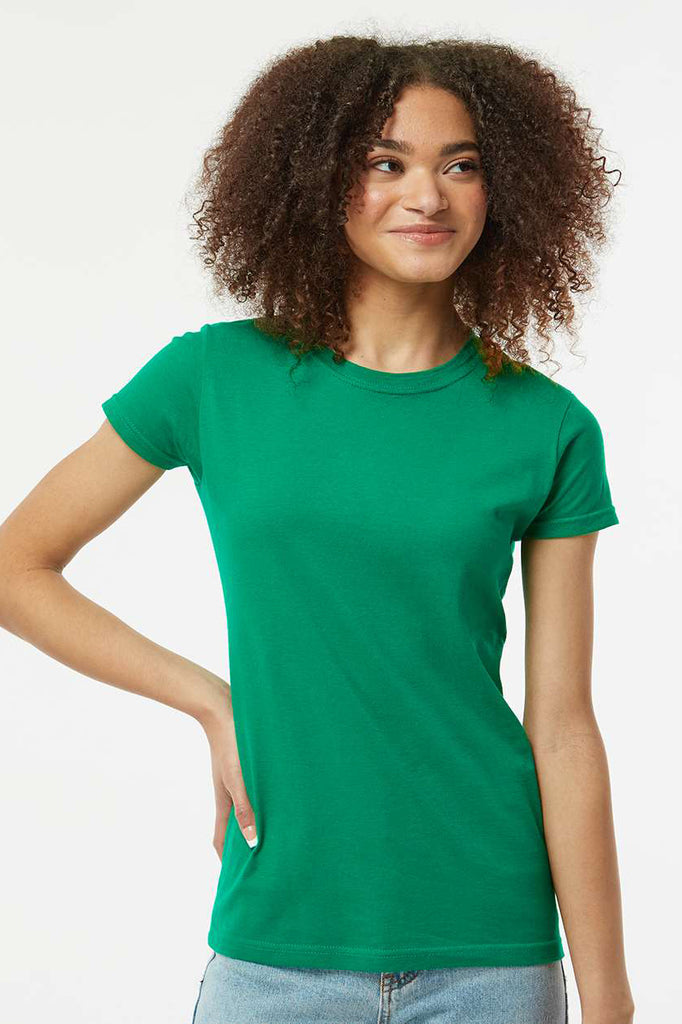 Tultex 213 Womens Kelly Green Fine Jersey Slim Fit Short Sleeve