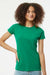 Tultex 213 Womens Fine Jersey Slim Fit Short Sleeve Crewneck T-Shirt Kelly Green Model Front