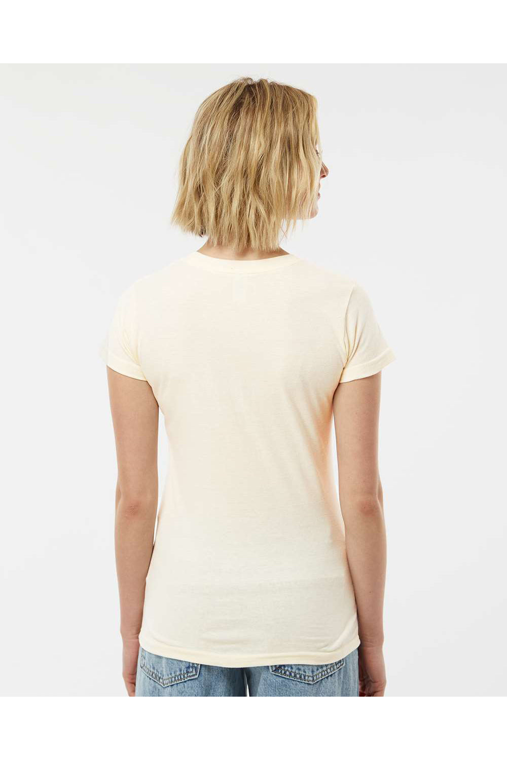 Tultex 213 Womens Fine Jersey Slim Fit Short Sleeve Crewneck T-Shirt Natural Model Back