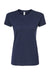 Tultex 213 Womens Fine Jersey Slim Fit Short Sleeve Crewneck T-Shirt Navy Blue Flat Front