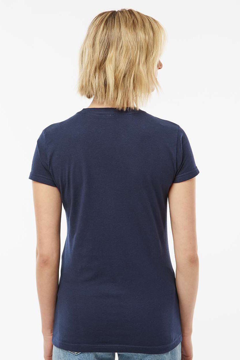 Tultex 213 Womens Fine Jersey Slim Fit Short Sleeve Crewneck T-Shirt Navy Blue Model Back