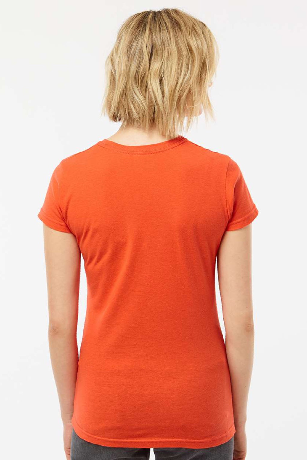 Tultex 213 Womens Fine Jersey Slim Fit Short Sleeve Crewneck T-Shirt Orange Model Back