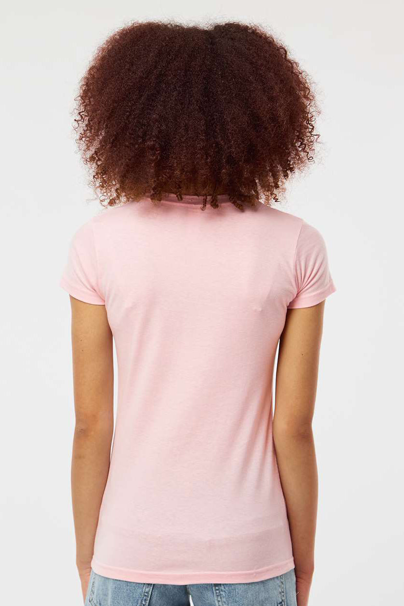 Tultex 213 Womens Fine Jersey Slim Fit Short Sleeve Crewneck T-Shirt Pink Model Back