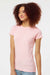 Tultex 213 Womens Fine Jersey Slim Fit Short Sleeve Crewneck T-Shirt Pink Model Side