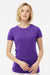 Tultex 213 Womens Fine Jersey Slim Fit Short Sleeve Crewneck T-Shirt Purple Model Front