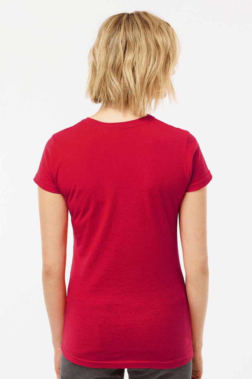 Tultex 213 Womens Fine Jersey Slim Fit Short Sleeve Crewneck T-Shirt Red Model Back