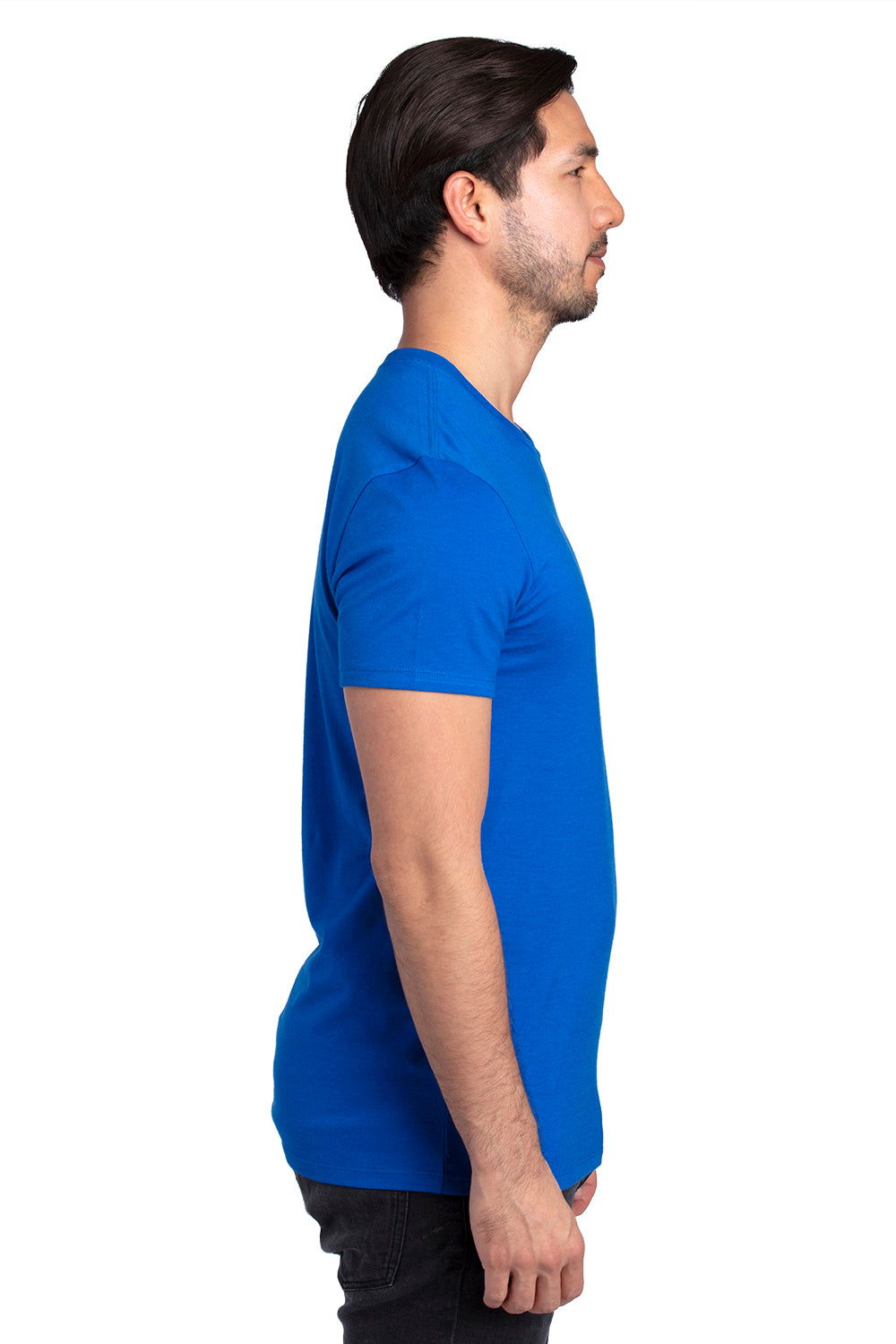 Threadfast Apparel 100A Mens Ultimate Short Sleeve Crewneck T-Shirt Royal Blue Model Side