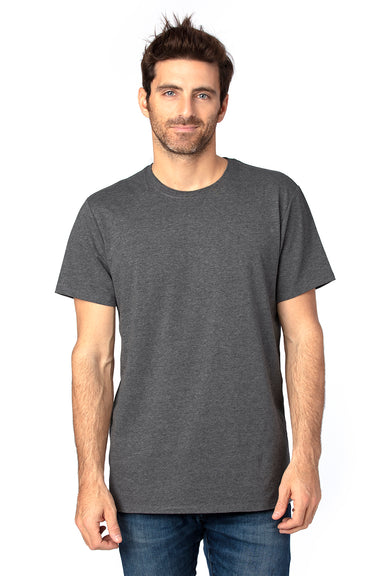 Threadfast Apparel 100A Mens Ultimate Short Sleeve Crewneck T-Shirt Heather Charcoal Grey Model Front