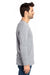 Threadfast Apparel 100LS Mens Ultimate Long Sleeve Crewneck T-Shirt Heather Grey Model Side