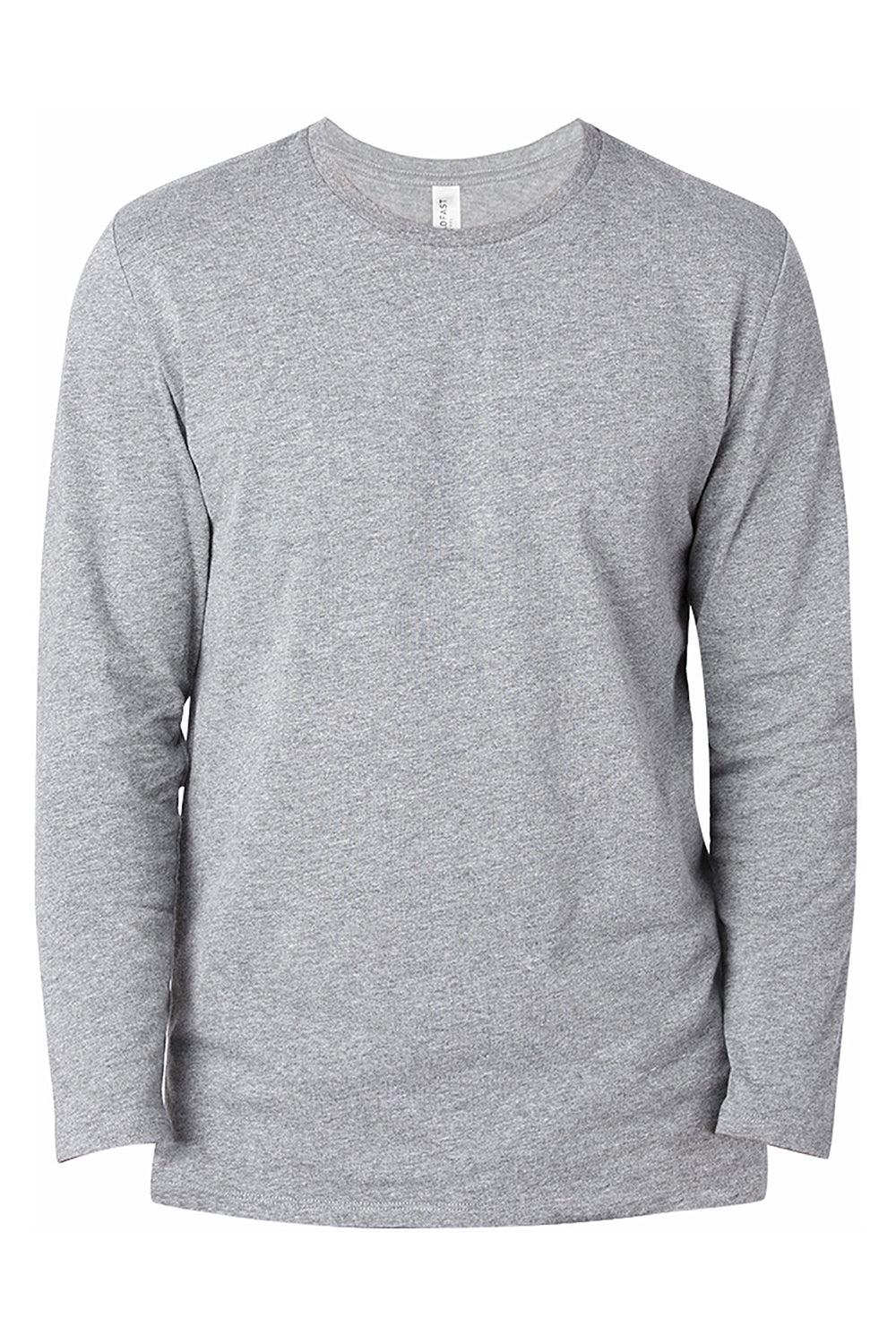 Threadfast Apparel 100LS Mens Ultimate Long Sleeve Crewneck T-Shirt Heather Grey Flat Front