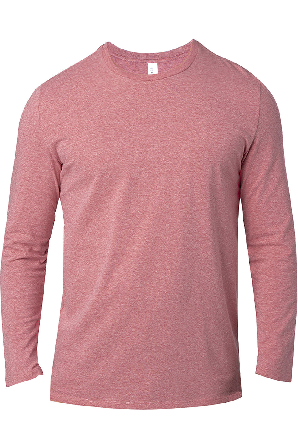 Threadfast Apparel 100LS Mens Ultimate Long Sleeve Crewneck T-Shirt Heather Maroon Flat Front