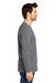 Threadfast Apparel 100LS Mens Ultimate Long Sleeve Crewneck T-Shirt Heather Charcoal Grey Model Side