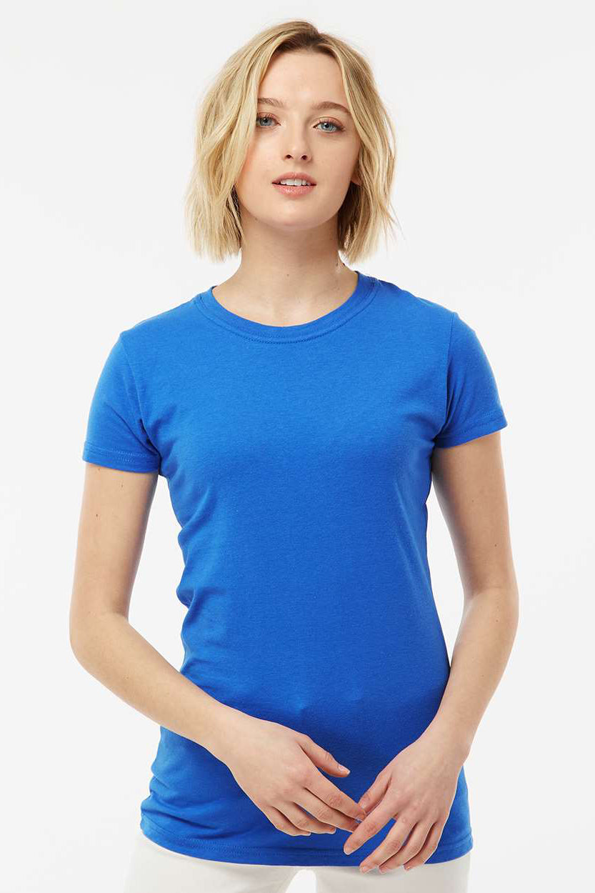 Tultex 213 Womens Fine Jersey Slim Fit Short Sleeve Crewneck T-Shirt Royal Blue Model Front