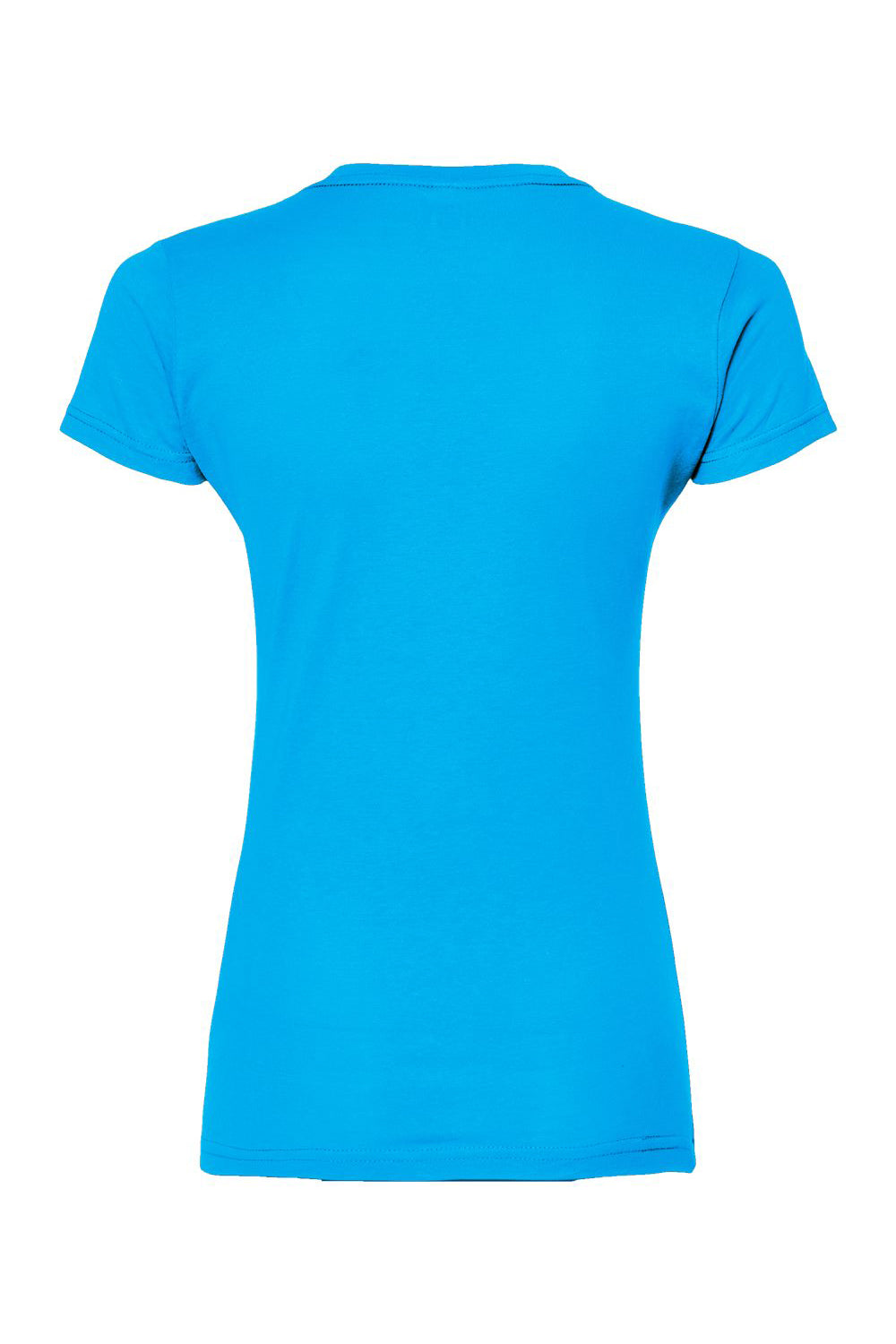 Tultex 213 Womens Fine Jersey Slim Fit Short Sleeve Crewneck T-Shirt Turquoise Blue Flat Back